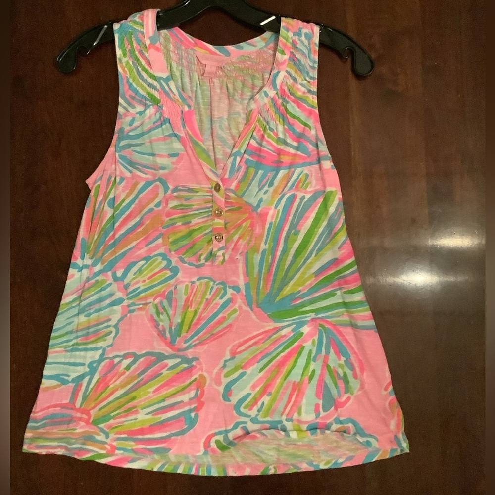 Lily Pulitzer Sleeveless Blouse Seashell Print Size Small PREOWNED